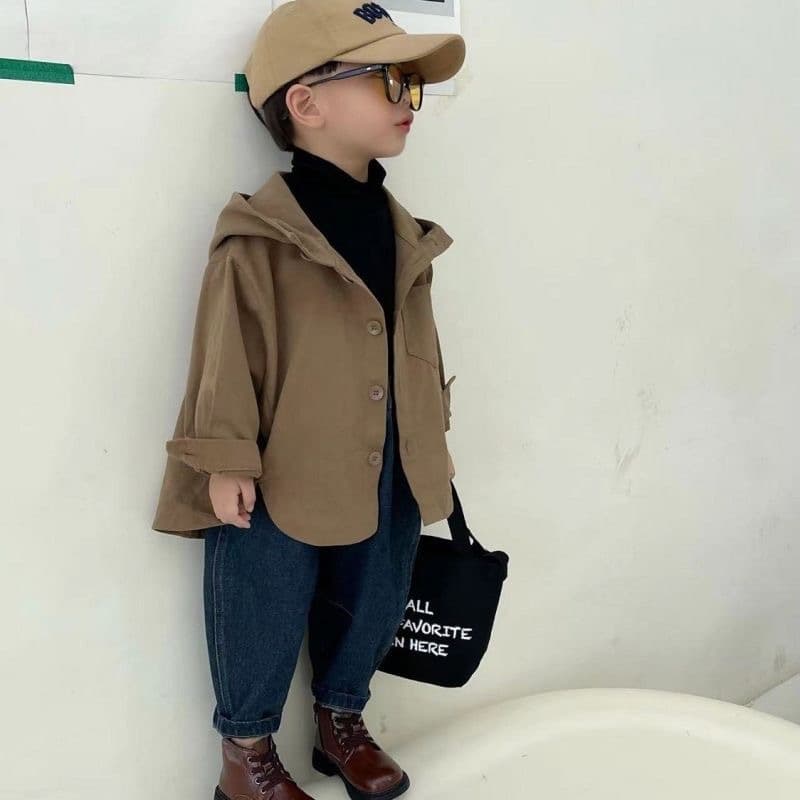 キッズファッション シャツ フード付きボタン留めオーバーサイズシャツジャケット