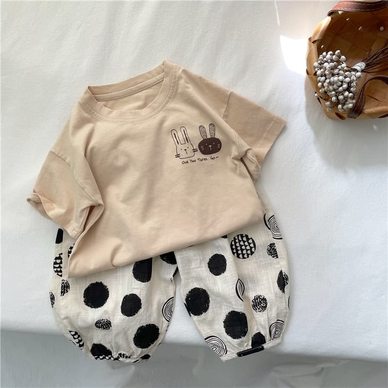キッズファッション Tシャツ 仲良しうさぎプリント半袖Tシャツ