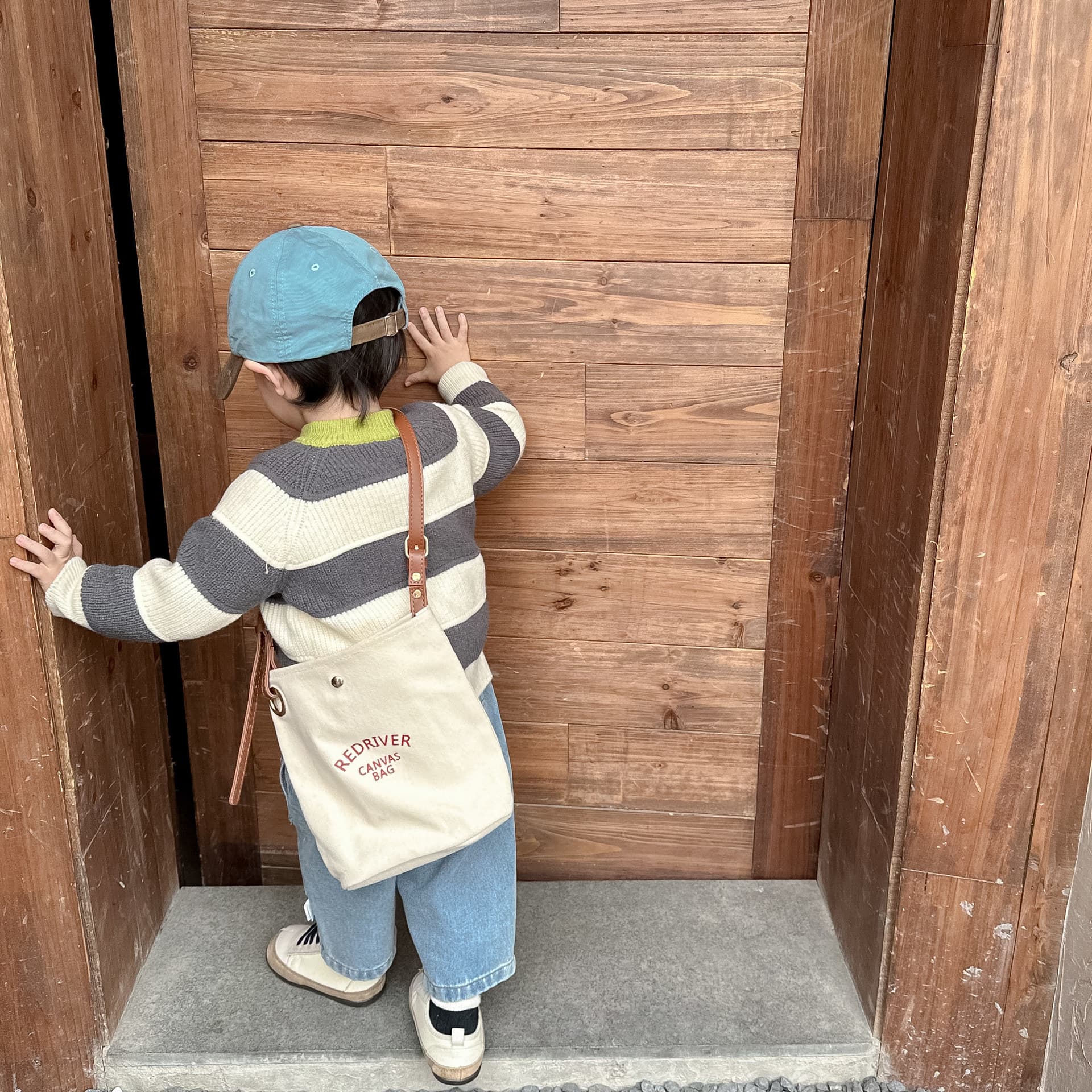 キッズファッション ニット 太ボーダー柄カーディガン
