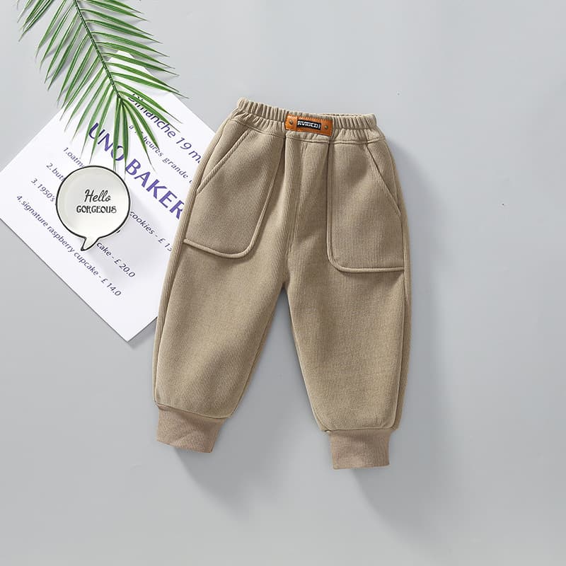 キッズファッション パンツ ふんわりコーデュロイ裾絞りポケット付きズボン