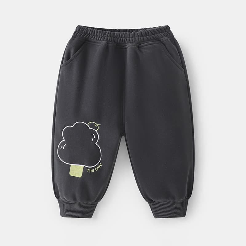 キッズファッション パンツ 可愛いモチーフ刺繍入りゆったりスウェットパンツ