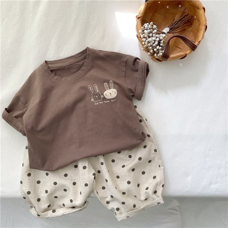 キッズファッション Tシャツ 仲良しうさぎプリント半袖Tシャツ