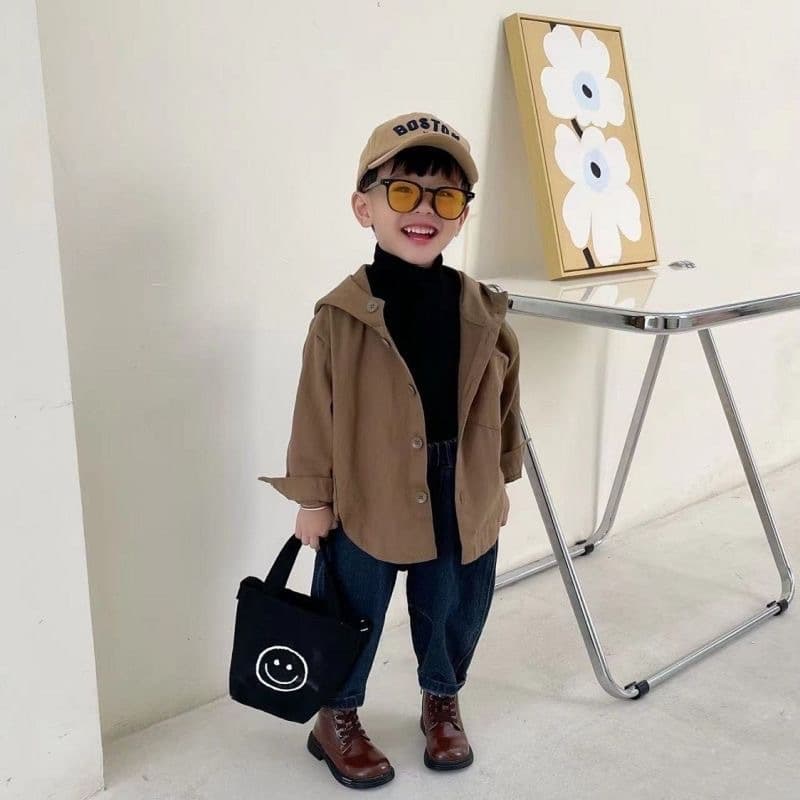 キッズファッション シャツ フード付きボタン留めオーバーサイズシャツジャケット