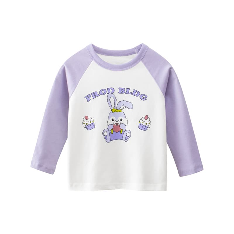 キッズファッション Tシャツ うさぎとカップケーキプリント長袖Tシャツ