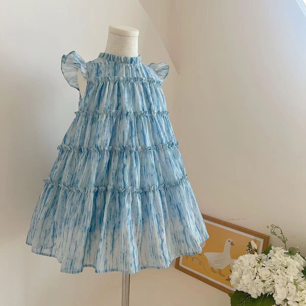 キッズファッション ワンピース ティアード袖フリル姫様風ワンピース