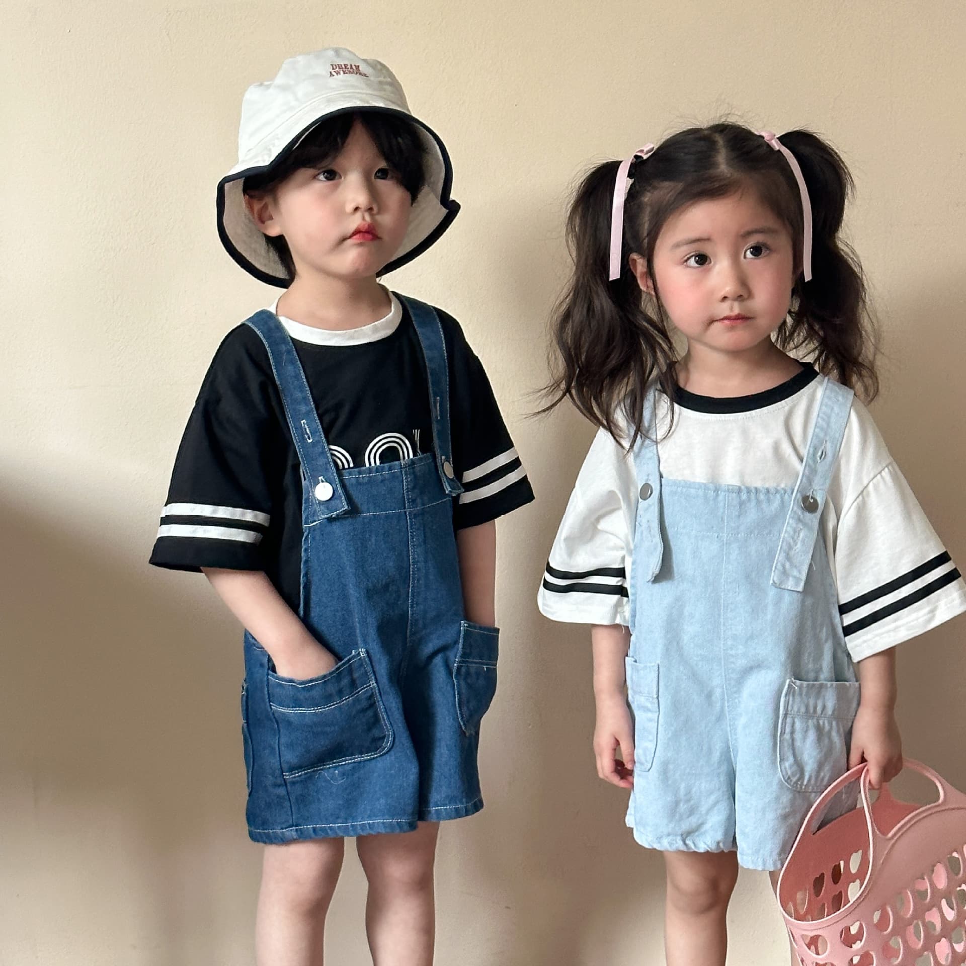 キッズファッション パンツ 子供用吊りひも付きデニム短パン