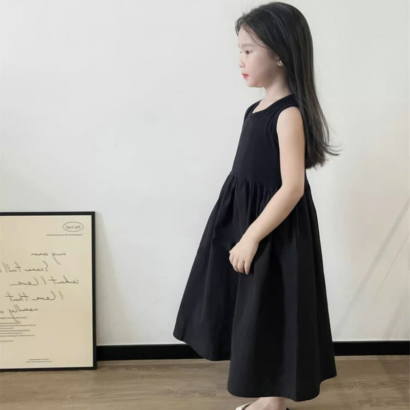 キッズファッション ワンピース 上品切り替えノースリーブロング丈女の子ワンピース