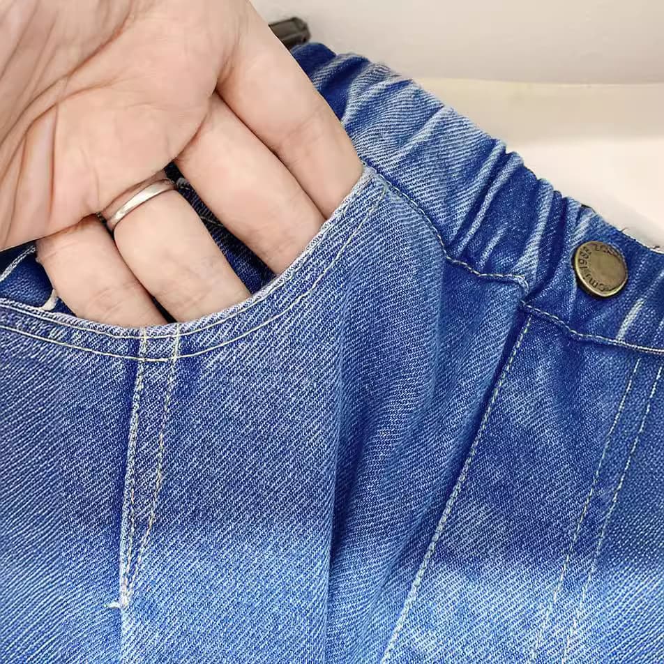 キッズファッション パンツ 子供用ゆったりデニム風ゴムウエストパンツ