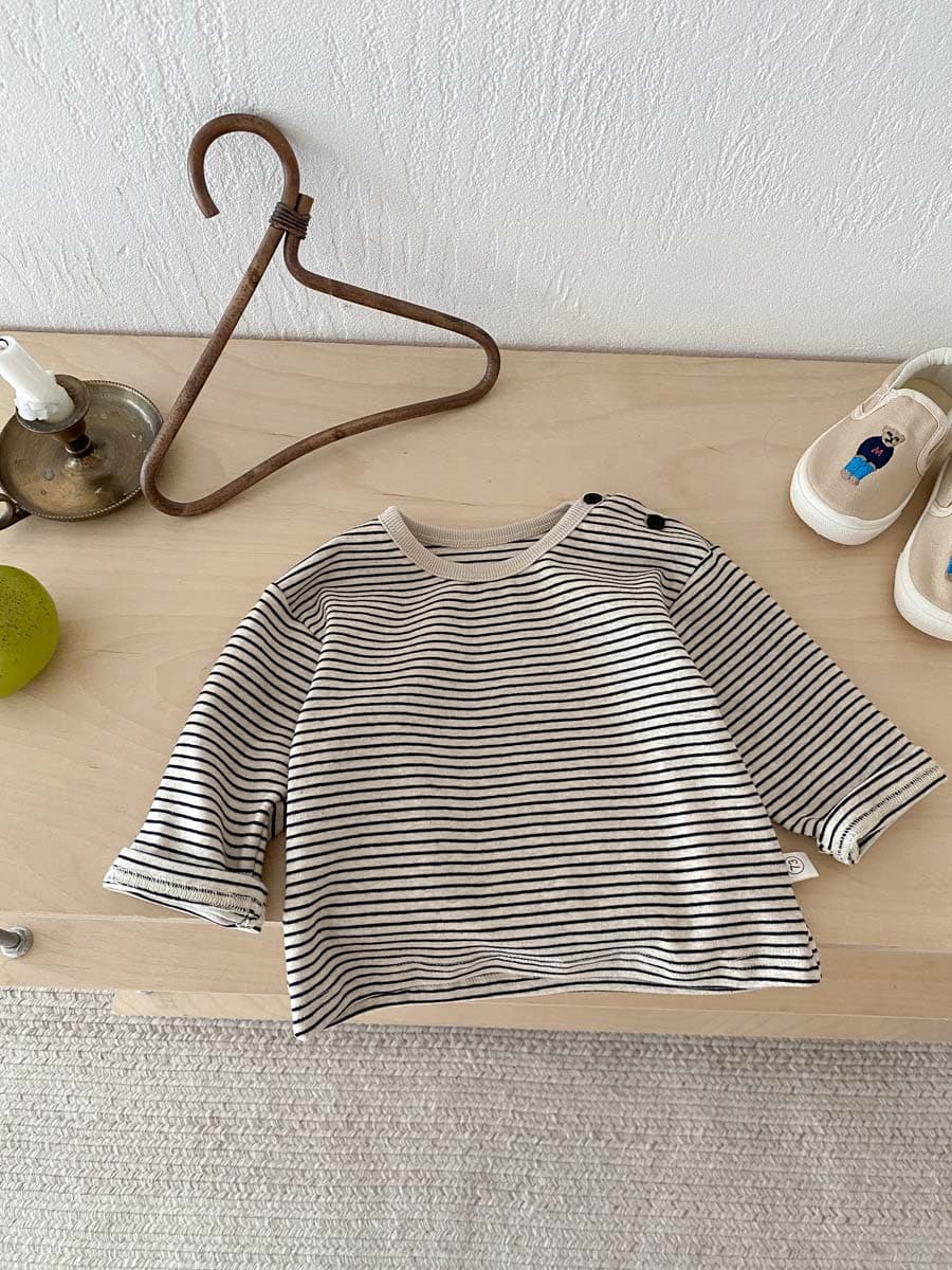 キッズファッション Tシャツ ナチュラルボーダー長袖Tシャツ