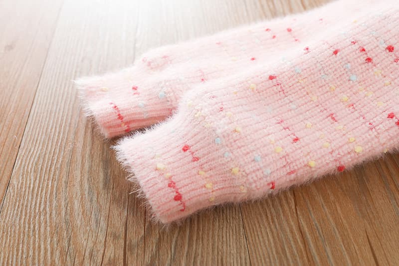 キッズファッション ニット ふわふわハート立体編み込み長袖セーター