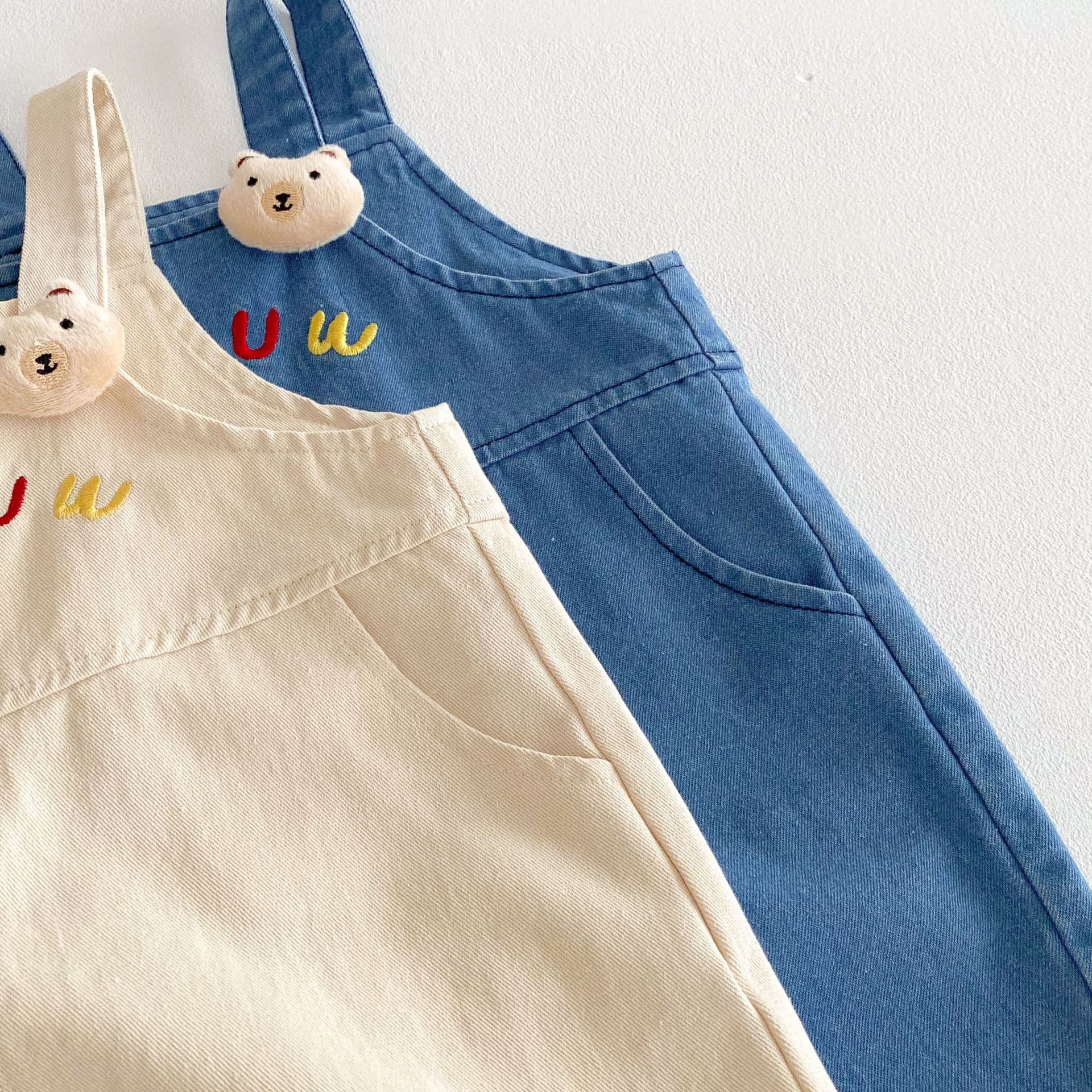キッズファッション パンツ くま耳付きサロペットパンツ
