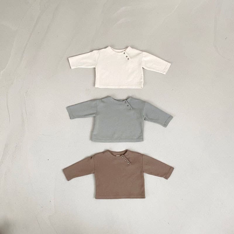 キッズファッション Tシャツ 丸襟ボタン付き長袖Tシャツ