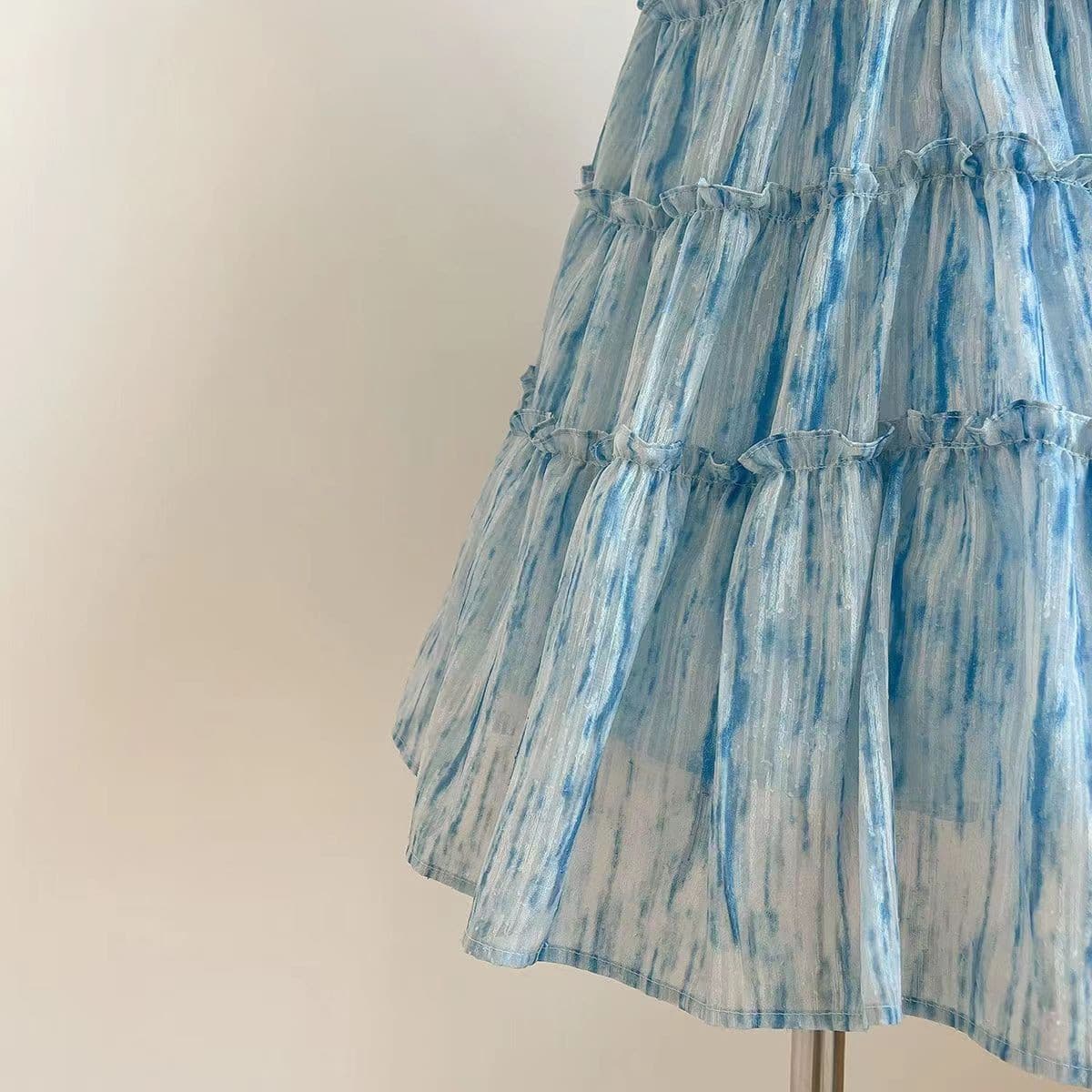 キッズファッション ワンピース ティアード袖フリル姫様風ワンピース