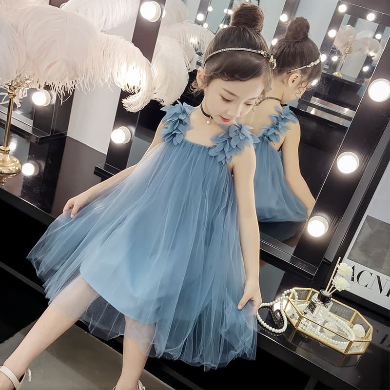 キッズファッション ドレス 花びらショルダー重ねふんわりチュール姫様ドレス