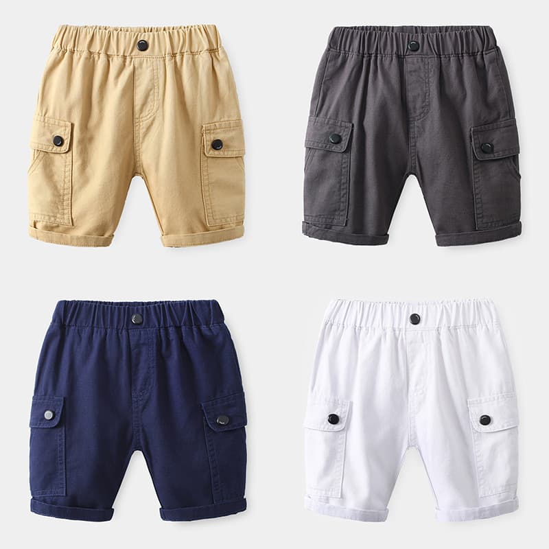 キッズファッション パンツ 男の子用カーゴポケット付きハーフパンツ